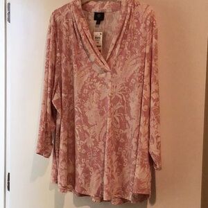 JM Collection Floral Pink Women's Top